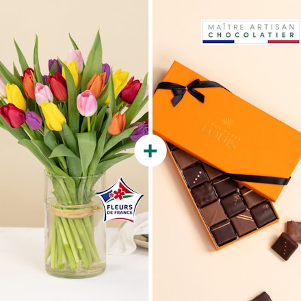 Brassée de tulipes et ses chocolats