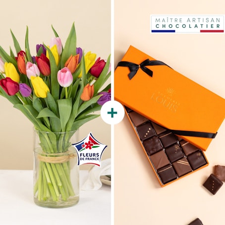 Brassée de tulipes et ses chocolats