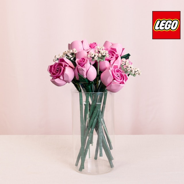 Bouquet de roses roses LEGO® avec vase