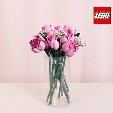 Bouquet de roses roses LEGO® avec vase
