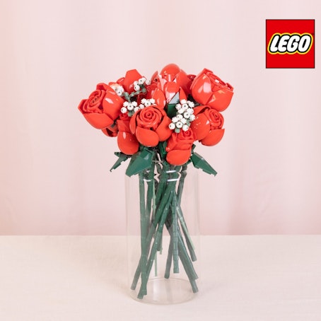 Bouquet de roses rouges LEGO® avec vase