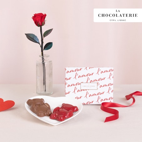 Rose éternelle et Oursons - La Chocolaterie Cyril Lignac