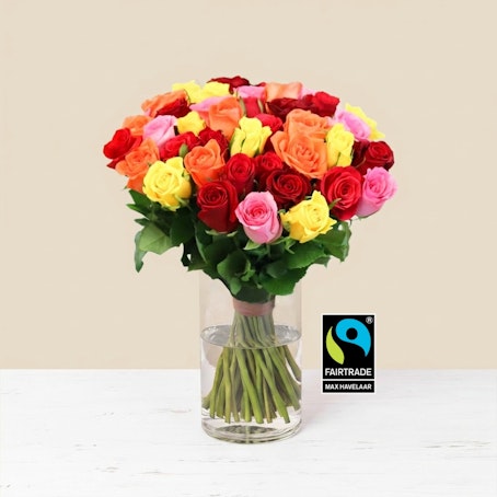 Brassée de roses multicolores Max Havelaar