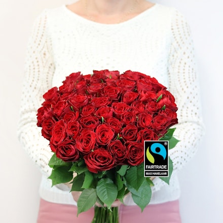 Brassée de roses rouges Max Havelaar