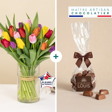 Brassée de tulipes et ses chocolats