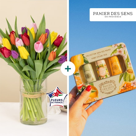 Tulipes et son coffret crèmes mains - Panier des sens