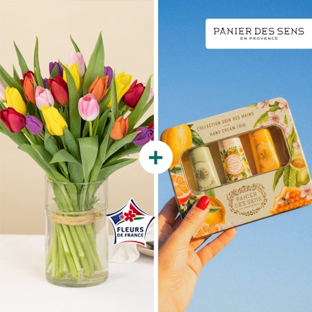 Tulipes et son coffret crèmes mains - Panier des sens