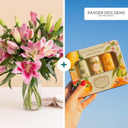 Brassée de lys et son coffret crèmes mains - Panier des sens