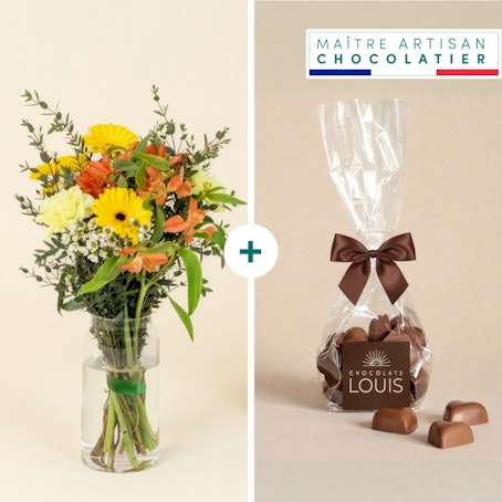 Petit soleil et ses chocolats cœurs