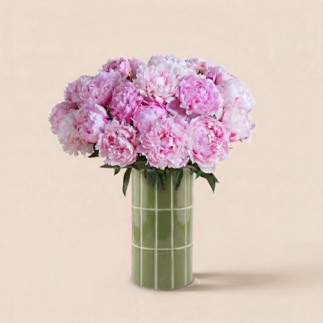 Brassée de pivoines pâle et son vase