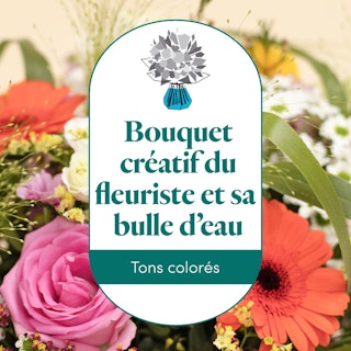 Bouquet du fleuriste multicolore et sa bulle d'eau