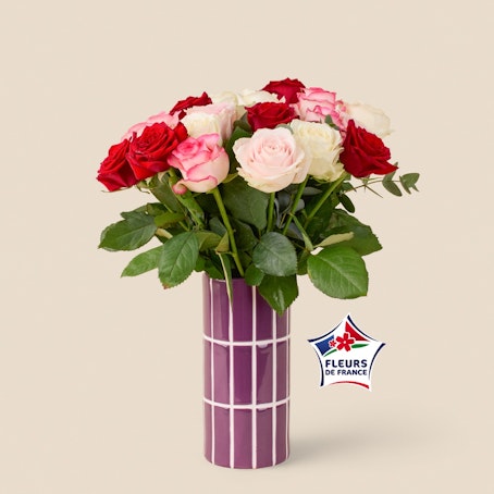 Roses fleurs de france et son vase