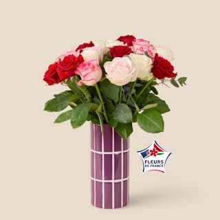 Roses Fleurs de France et son vase