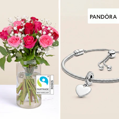 Roses et son duo bracelet et charm Pandora
