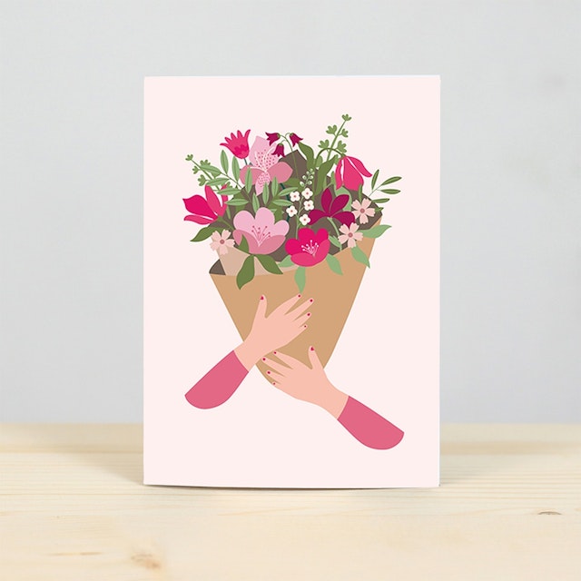 Brassée de roses et sa carte message Octobre rose