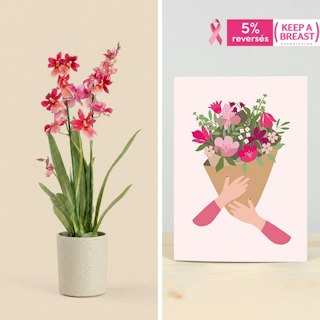 Orchidée Nelly Isler et sa carte message Octobre Rose