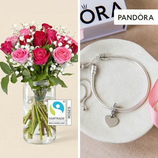Roses et son duo bracelet et charm Pandora