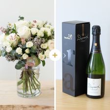 Bouquet de roses Vert coton et son champagne Devaux