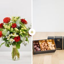 Bouquet de fleurs Dolce vita et ses amandes au chocolat