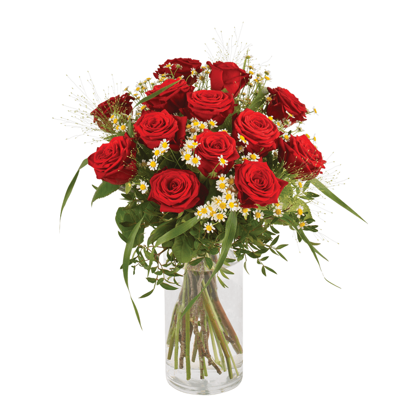Rouge Idylle : bouquet de roses rouges longues tiges