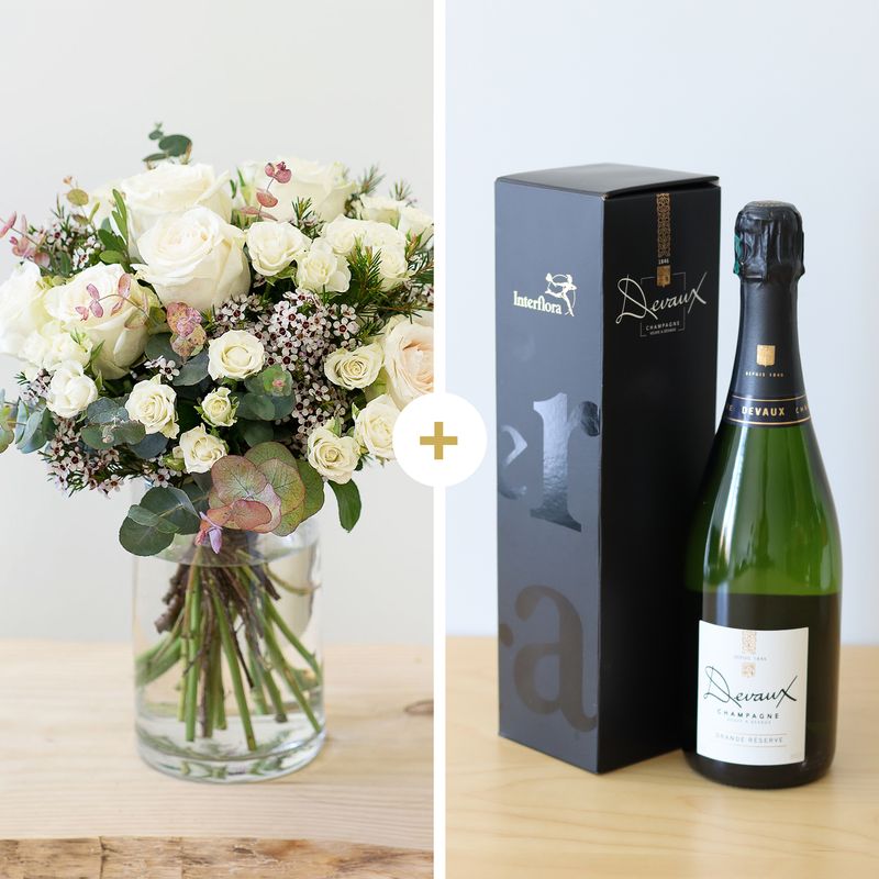 Bouquet de Fleurs et Champagne - Livraison en 4H - Interflora - Idée Cadeau Anniversaire