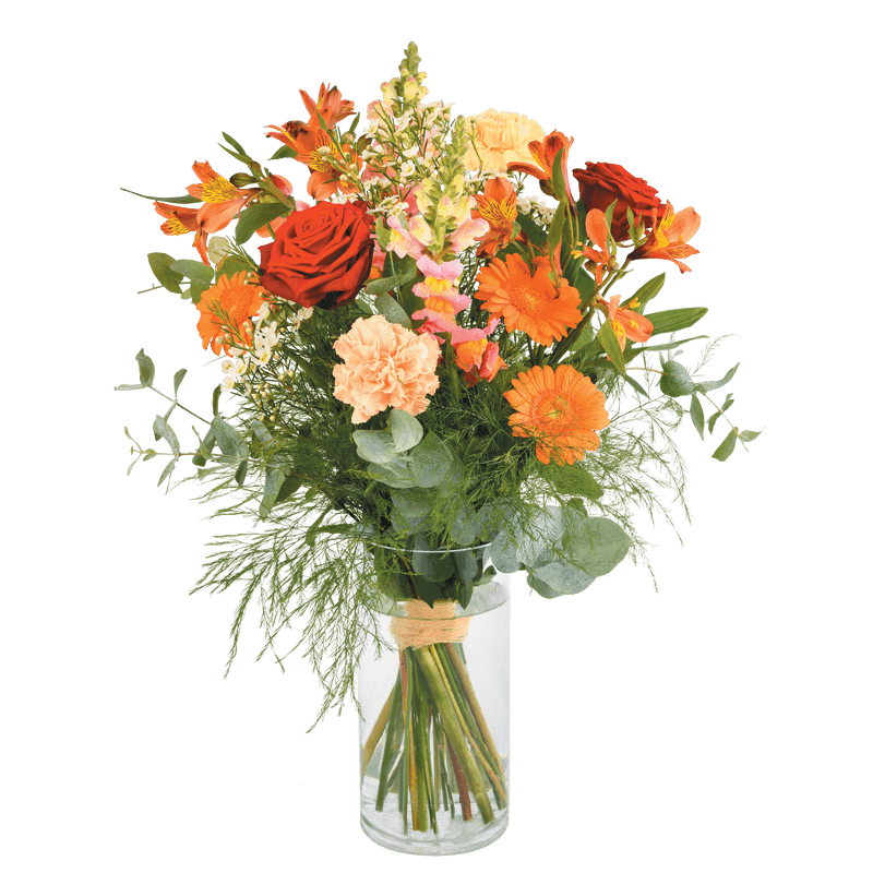 Garden Party : Bouquet aux tons orange, rouge et crème