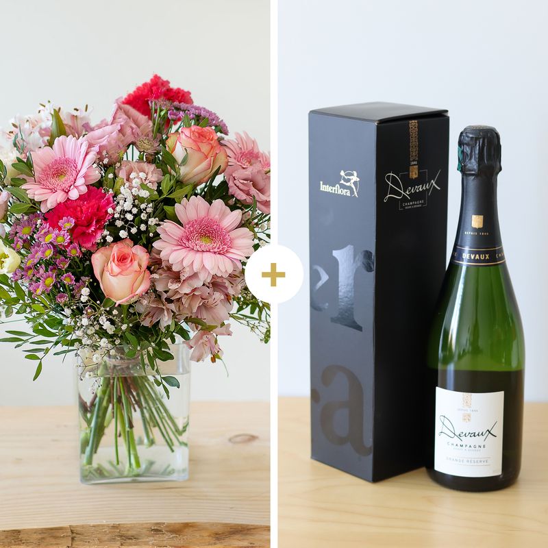 Rosalie & Champagne Devaux - Livraison bouquet de fleurs - Interflora