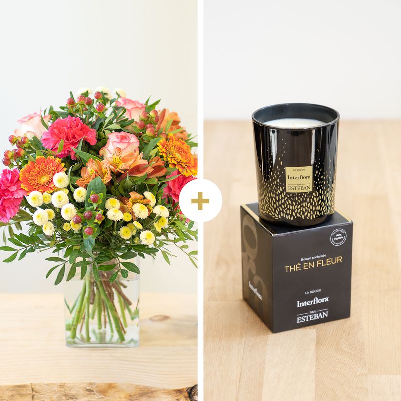 Bouquet et Bougie - Livraison Fleurs et Cadeaux Interflora