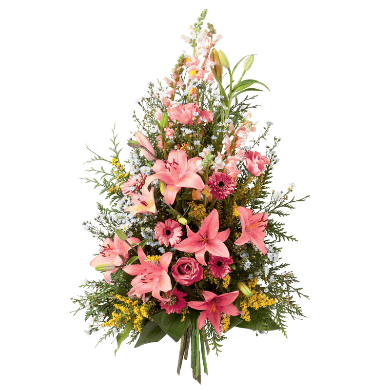 Fleurs Deuil Interflora : Gerbe aux teintes rose - Livraison Fleurs Enterrement