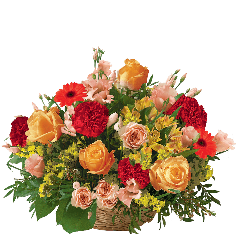 Fleurs Enterrement - Cérémonie rouge orange - Livraison Interflora
