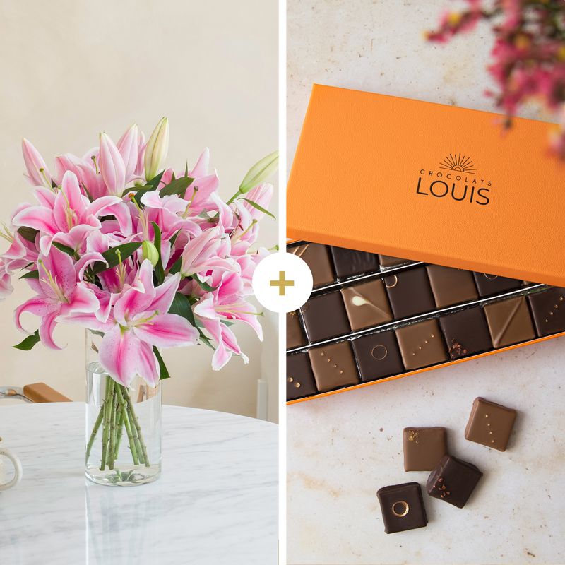 Lys rose & chocolats - Interflora - Livraison bouquet de saison