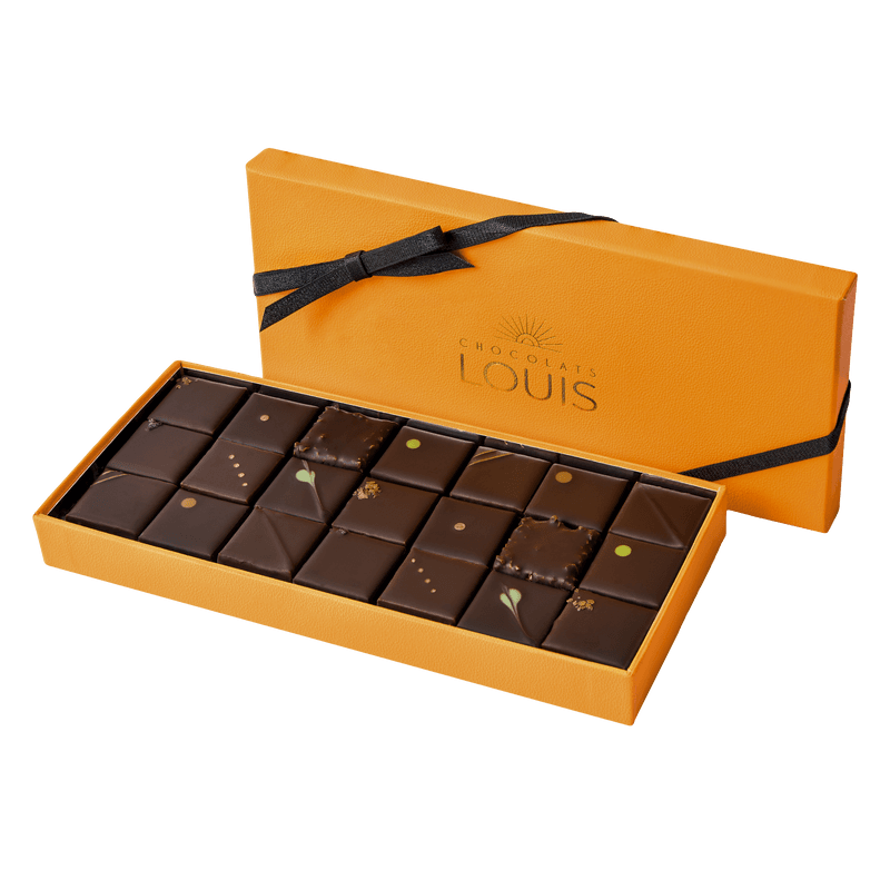 Assortiment de ganaches et pralinés chocolat noir X 21 - Chocolats Louis - Livraison Interflora