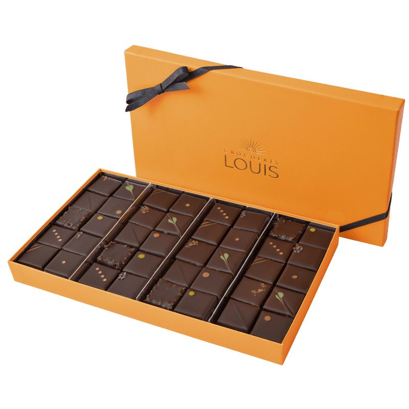 Assortiment de ganaches et pralinés chocolat noir X 40 - Chocolats Louis - Livraison Interflora