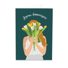 Bouquet de fleurs Carte Message Joyeux Anniversaire